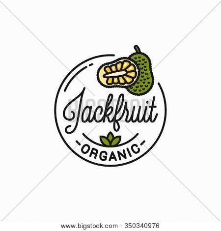 Jackfruit Fruit Logo. Round Linear Of Jackfruit