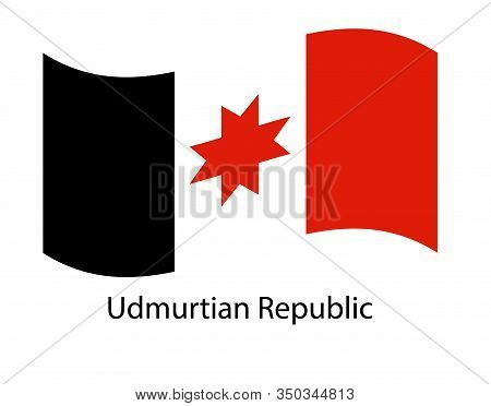 Udmurtia National Flag On White Background Texture. Illustration State Symbol. Flag In The Wind