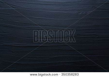 Black Background. Dark Wallpaper Blackboard. Flat Lay Top View Copy Space Grunge Texture.