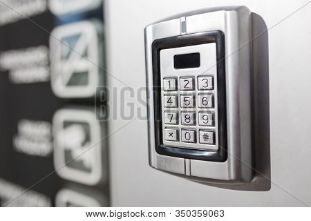 Close Up Of Modern Home Security Keypad Access Panel.
