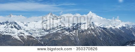 Panorama Landscape Of Snow Mountain In Swiss