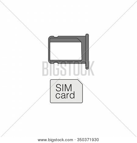 Small Nano Sim Card And Sim Card Tray For Smartphone. Stock Vector Illustration Isolated On White Ba