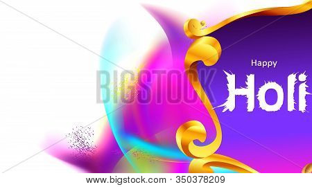 Happy Holi Festival Empty Background For Card Design . Copy Spce For Text With Explosion Of Powder A