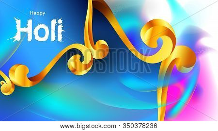 Happy Holi Festival Empty Background For Card Design . Copy Spce For Text With Explosion Of Powder A