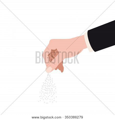 Human Hand Salting, Salts, . Cooking Gesture Sprinkle Vector Isolated Cartoon Style Illustration