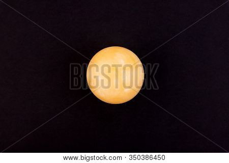 Yellow Crystals Ball, Calcite Sphere, Calcite Healing Ball, Black Background.