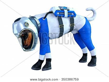 3D Rendering Astronaut Dog On White