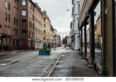 Oslo, Norway - August 11, 2019: Street In Grunerlokka, A Trendy Hipster Neighborhood In Central Oslo