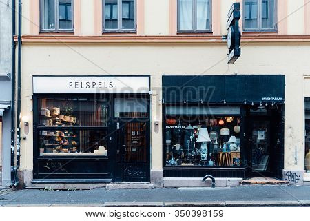 Oslo, Norway - Vintage Stores In Grunerlokka, A Trendy Hipster Neighborhood In Central Oslo. Pelspel