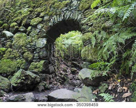 Old Stone Aqueduct, Water Duct Arc At Cubo De La Galga Nature Park, Path In Beautiful Mysterious Lau