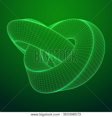 Mobius Strip Ring Knot Sacred Geometry. Spatial Figure With Upturned Surfaces. Optical Illusion With