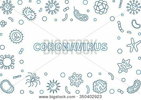 Coronavirus Or Corona Virus Vector Outline Concept Minimal Frame Or Banner