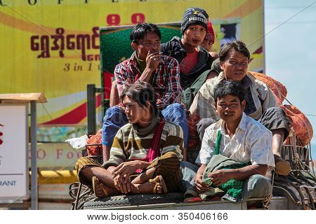 Heho, Myanmar - Nov 08, 2019: People At A Market In The City Center Of Heho In Myanmar, Former Burma