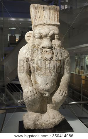 Barcelona, Spain - Dec 27th, 2019: Ancient Egypt God Bes. Museum Of Ancient Egypt Culture Of Barcelo