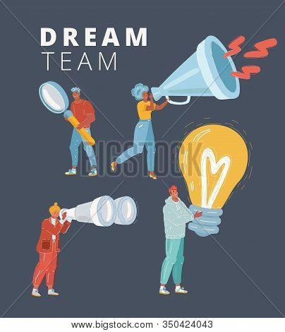 A Deam Team Concept On Dark Background.