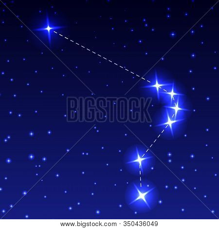 The Constellation Of Clock In The Night Starry Sky. Vector Illustration Of The Concept Of Astronomy.