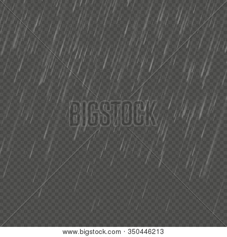Rain Isolated Realistic Anglewise Effect. Transparent Nature Rainfall Template. Eps 10
