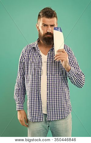 Bath Shower. Man Hold Shampoo Bottle. Shampoo And Conditioner You Choose Can Make All Difference In 