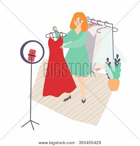 A Girl Stylist Shoots On The Camera Phone For A Blog.