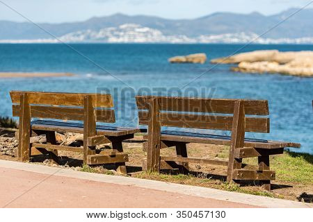 Platja De Les Muscleres In La Escala Behind The Ruins Of Empuries, In The Province Of Giron, Catalon