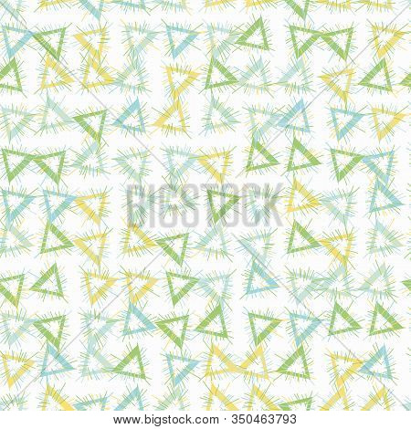 Abstract Geometric Seamless Vector Pattern With Pastel Colored Triangular Patches On A White Backgro
