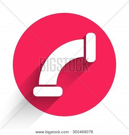 White Industry Metallic Pipe Icon Isolated With Long Shadow. Plumbing Pipeline Parts Of Different Sh