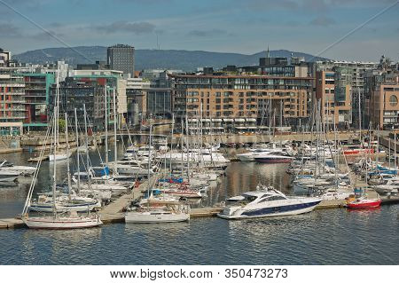 Harbour With Yachts In Downtown Of Oslo In Norway