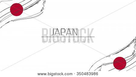 Japan Flag Brush Style Background With Stripes. Stock Vector Illustration Isolated On White Backgrou