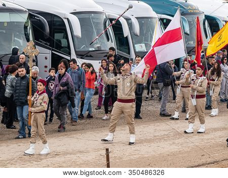 Jericho, Israel, January 18, 2020 : Festive Procession In Honor Of Epiphanius On The Baptismal Site 