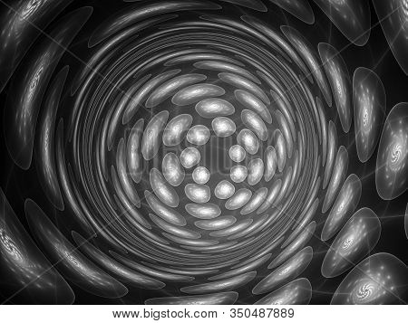 Black And White Multiverse Intensity Map, Computer Generated Abstract Fractal Effect