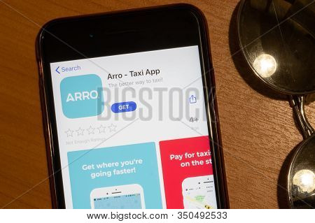 Los Angeles, California, Usa - 12 February 2020: Arro Taxi App Store Page Close Up , Illustrative Ed