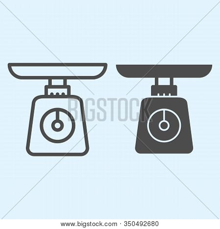 Weight Scales Line And Solid Icon. Domestic Weighing Scale Machine. Home-style Kitchen Vector Design