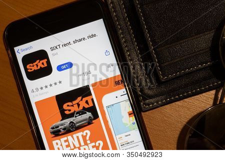 Los Angeles, California, Usa - 12 February 2020: Sixt Rent App Store Page Close Up , Illustrative Ed