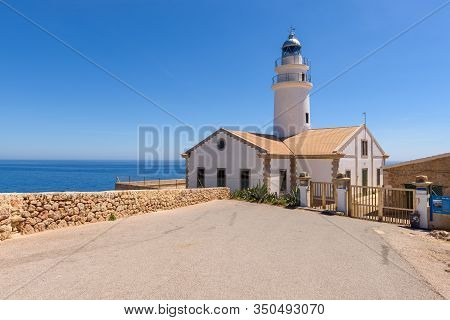Majorca, Spain - May 10, 2019: The Capdepera Lighthouse Located At The Easternmost Point Of Mallorca