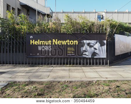 Turin - Feb 2020: Helmut Newton Exhibition Banner At Gam