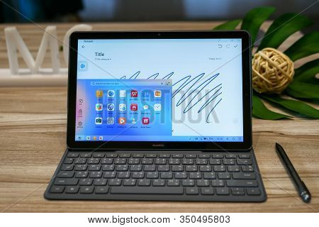 Bangkok, Thailand - February 6, 2019: Huawei Mediapad M6 10.8 Inches Screen Unveiled, The Latest Ser