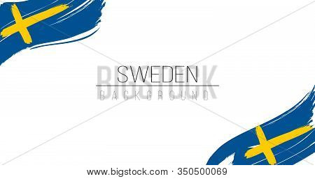 Sweden Flag Brush Style Background With Stripes. Stock Vector Illustration Isolated On White Backgro