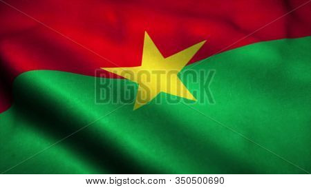 Burkina Faso Flag Waving In The Wind. National Flag Of Burkina Faso. Sign Of Burkina Faso. 3d Illust