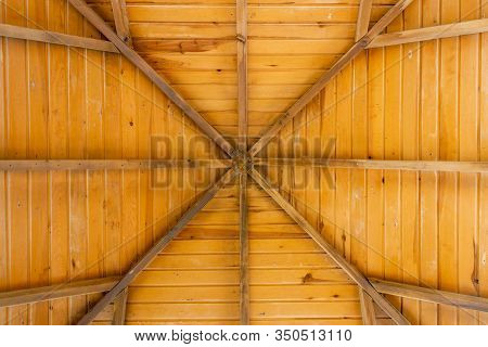 Construction Of A Wooden Roof From The Inside.