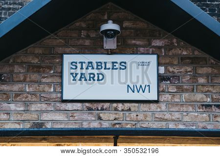 London, Uk - November 26, 2019: Stables Yard Sign Inside Camden Market, London. Started With 16 Stal