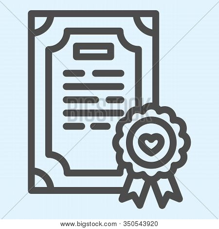 Prenuptial Agreement Line Icon. Certificate, Marriage Contract. Wedding Asset Vector Design Concept,