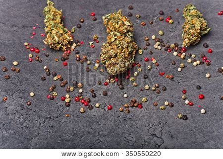 Cannabis Buds With Colour Pepper