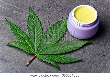 Cannabis Homemade Ointment And Leaf