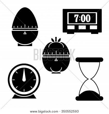 Set Of Time, Clock, Watch, Timer Vector Simple Outline Icons For Web And Mobile Design Pack.