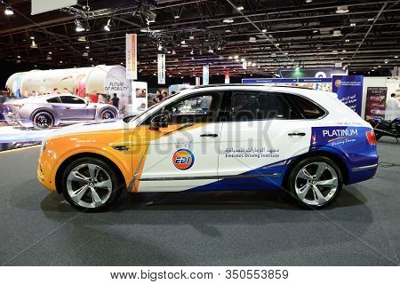 Dubai, Uae - November 16: The Bentley Bentayga Suv Of Emirates Driving Institute Is On Dubai Motor S