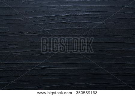 Black Background. Dark Wallpaper Blackboard. Flat Lay Top View Copy Space Grunge Texture.