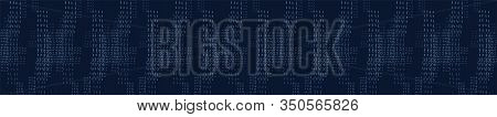 Embroidery Boro Patch Kantha Vector Border Pattern. Asian Needlework Seamless Background Indigo Blue