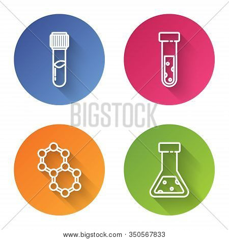 Set Line Test Tube And Flask Chemical, Test Tube And Flask Chemical, Molecule And Test Tube And Flas