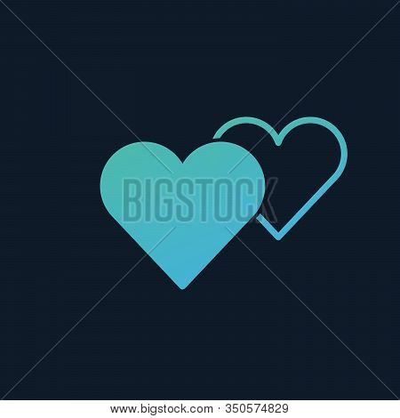 Couple Love, Two Hearts Sign. Valentines Day Symbol. Stock Vector Illustration Isolated On Blue Back