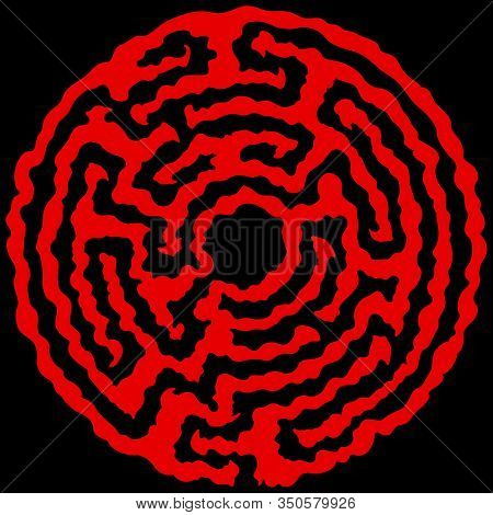 Illustration Fantasy Round Labyrinth In Primeval Style